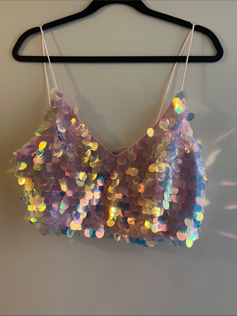 Forever 21 Iridescent Sequin Crop Top - Pink, Blue, Purple - Picture 3 of 5